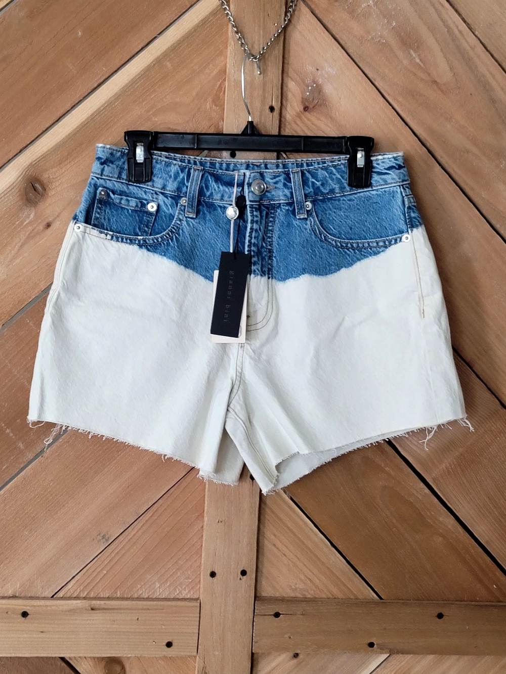 Gianni Bini Two-Tone Blue and White Denim Shorts